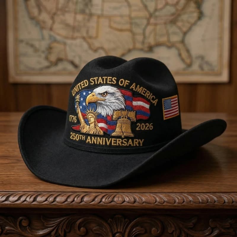 TEMU 250th Anniversary American Flag & Eagle Embroidered Cowboy Hat Suitable For 1776-2026 Commemorative Gift, Retro Unisex Sun Hat For , For 4th Of, Outdoor Parties, Historical Celebration, Eagle And