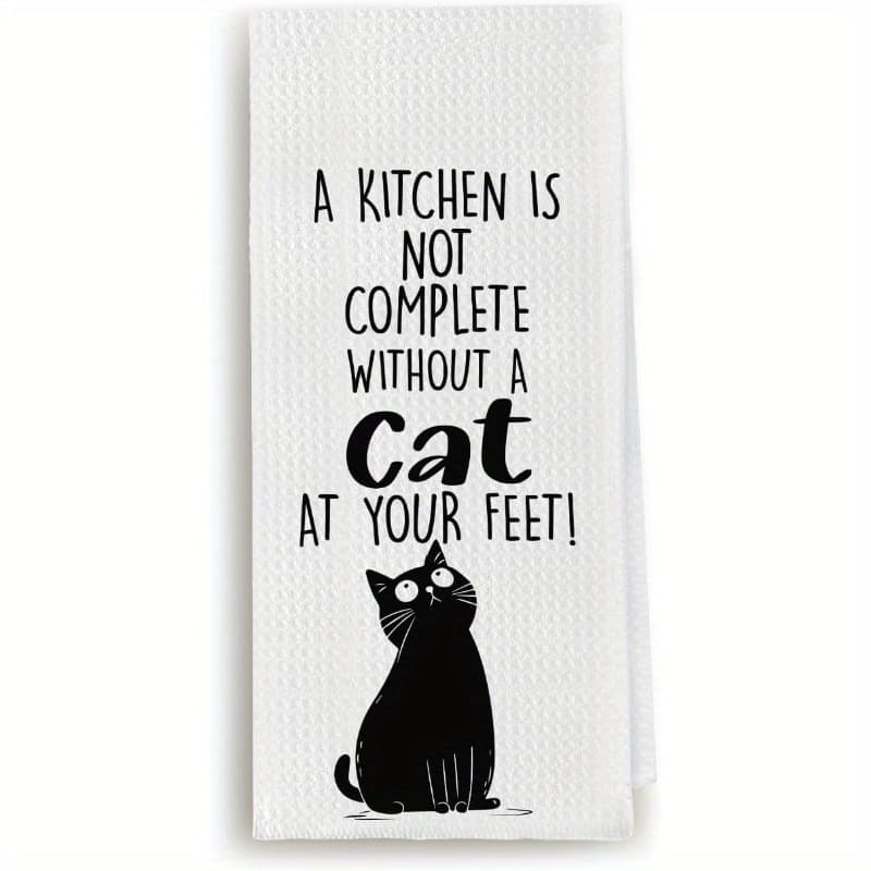 TEMU 1pc 18×26 Inch Polyester Kitchen Dish Towel, Extremely Soft, Washable In Machine, Featuring A Cat Design, Perfect As A Gift For Cat Enthusiasts For Christmas Decor
