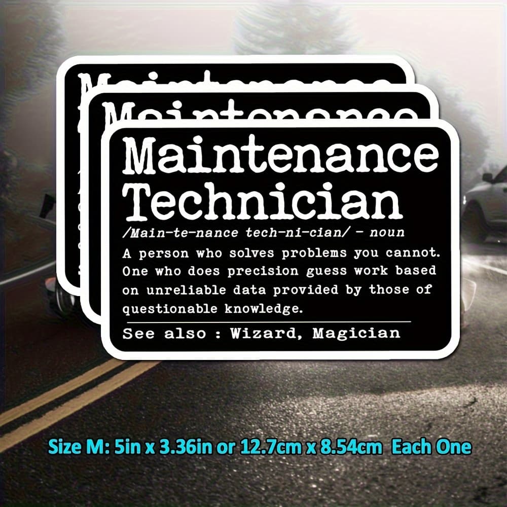 TEMU 3- Piece Humorous Repair Technician Vinyl Sticker Set- Durable, Waterproof And Uv- Resistant, Suitable For Car Stickers, Laptops, Water Bottles, Car Windows, Fun Gifts, Toolboxes And More