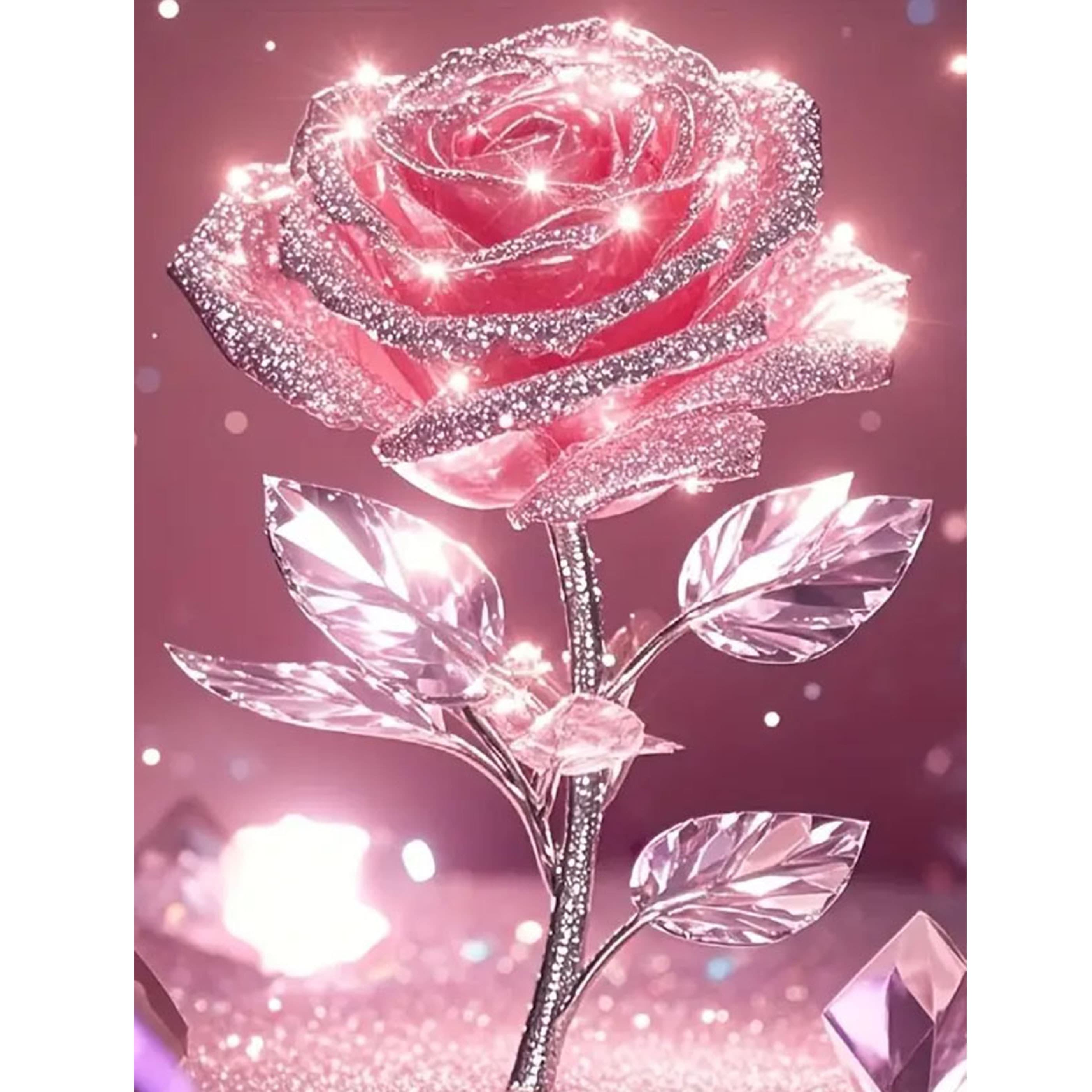 TEMU Diamond Painting Kit - With Sparkling Rhinestones, Acrylic Material, Perfect For Office And Home Decor, Ideal Gift For , Office Decoration Sparkling Exquisite Design, Rose Decor