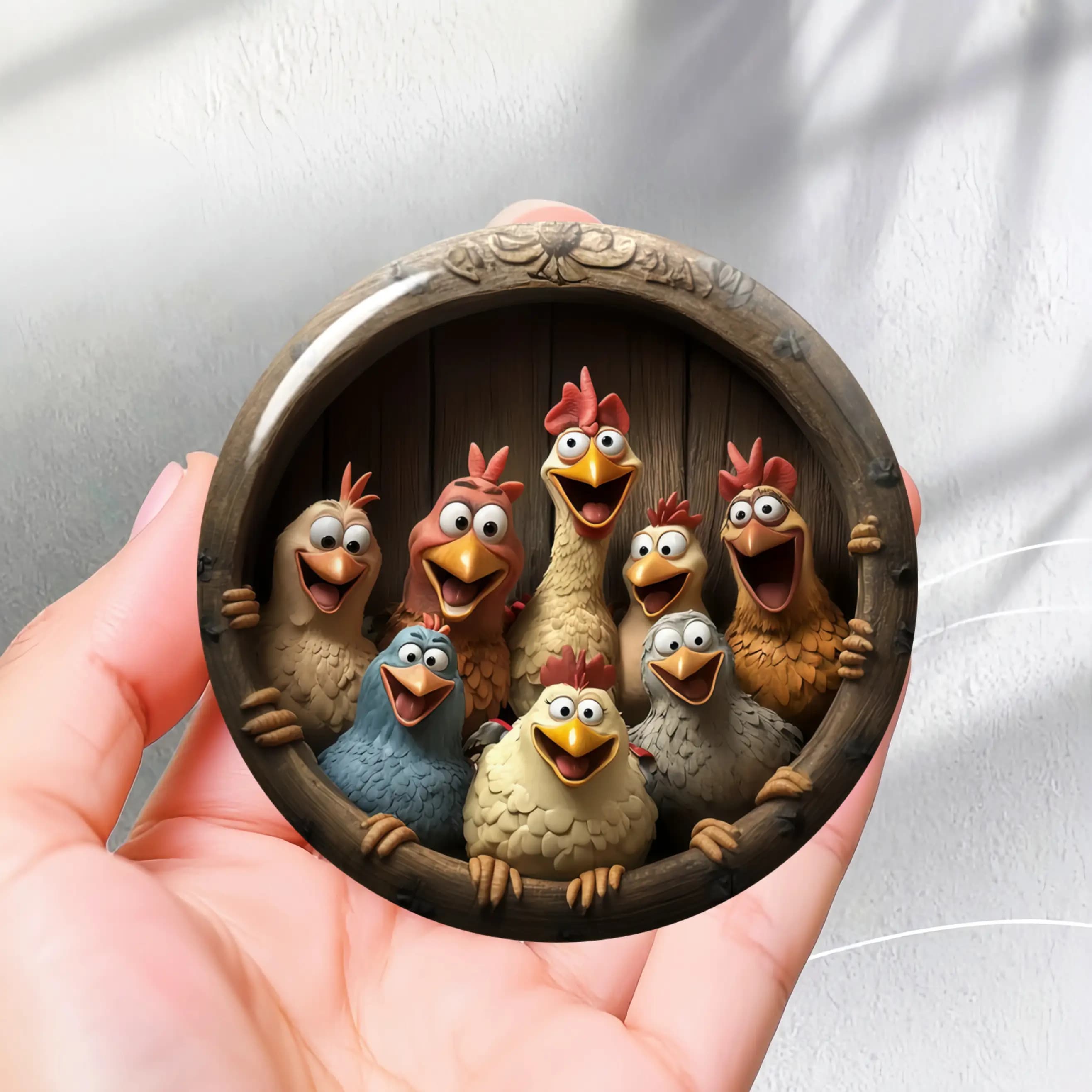 TEMU 2d Plane, 1pc Cute Chicken Themed Round Acrylic Fridge Magnet, Beautiful Round Metal Decoration - Suitable For Refrigerators, Desks, Whiteboards - Kitchen, Home, Office Decoration, , , Fine