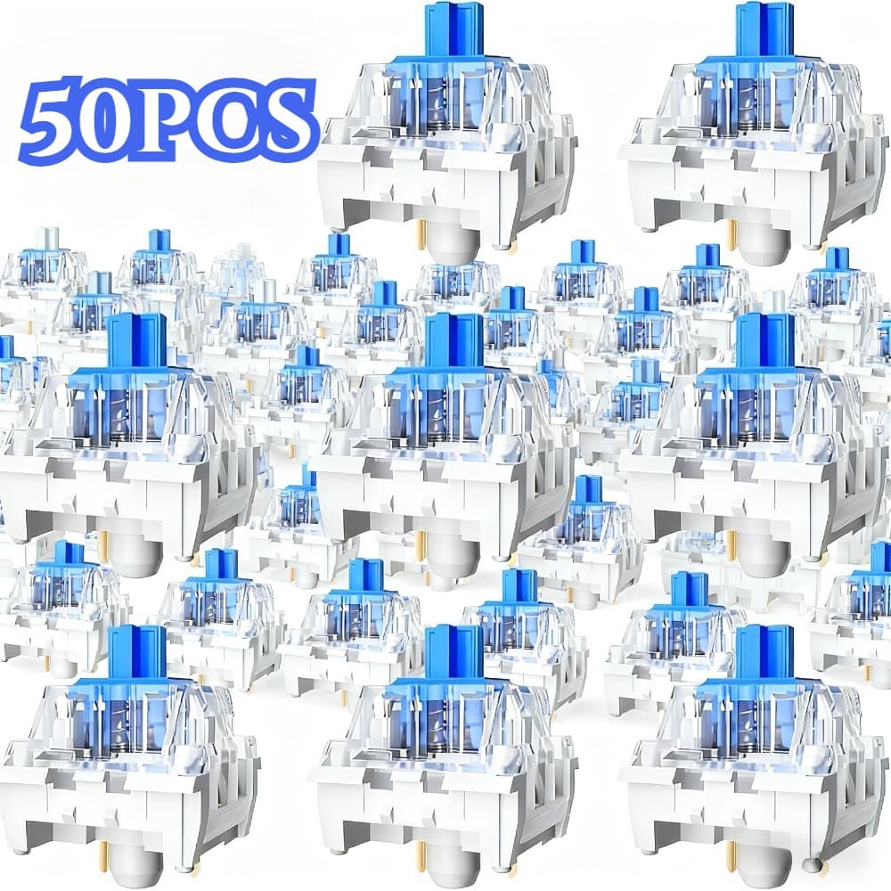 TEMU 50 Blue Switch Keycaps: Hot-swappable Switches With Clicky Sound For Gaming/typing/office Diy Mechanical Keyboard Upgrade Kit