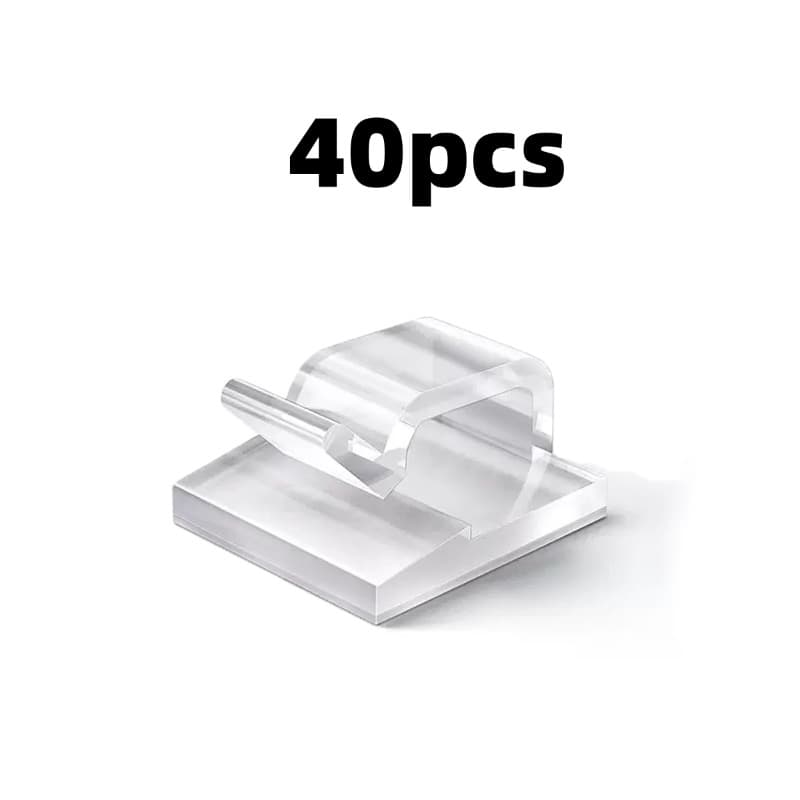 TEMU 40pcs Adhesive Cable Clamps, Transparent Wire Brackets For Management, Plastic Cable Tissue Clamps For Walls And Under Tables