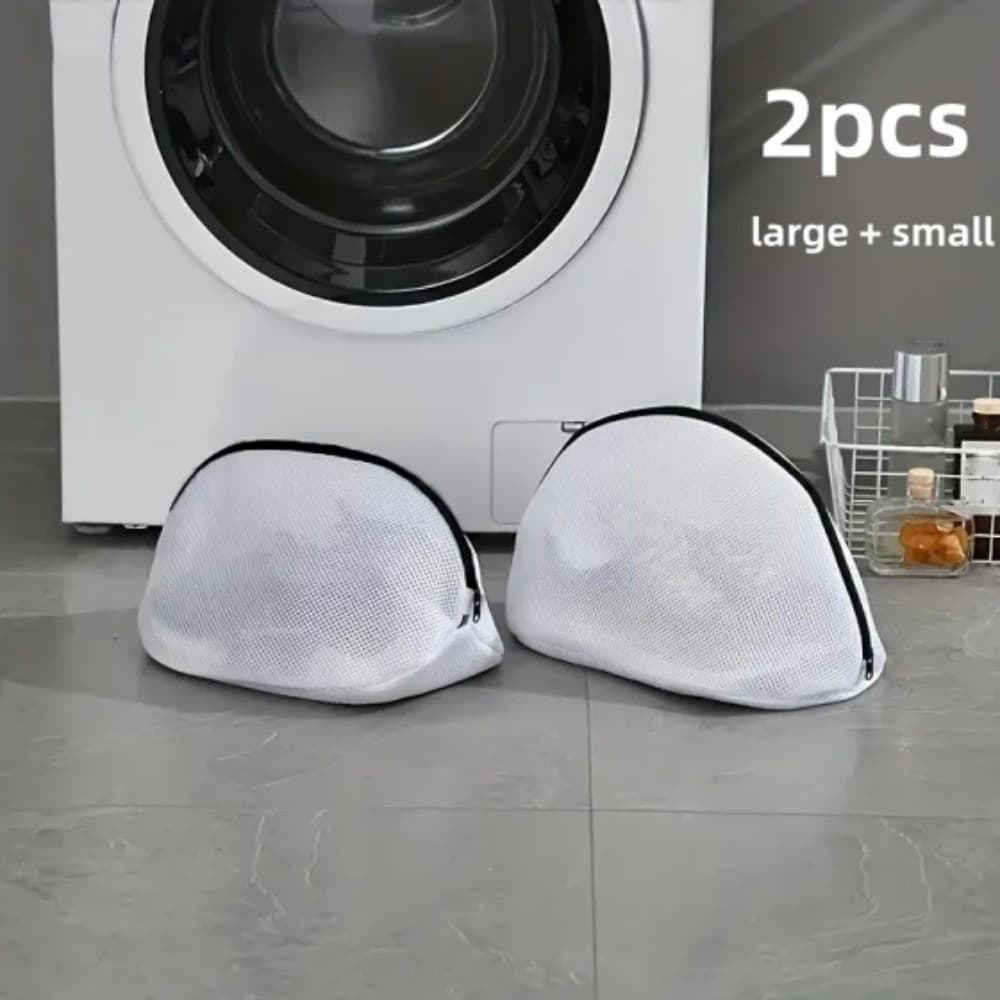 TEMU 2pcs Christmas Laundry Bag, Fabric Shoe Protector, Curved Shape, Multipurpose Use, With Zipper Closure, For Laundry Room And Washing Machine, Laundry Bags