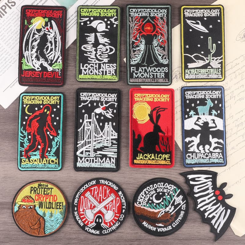 TEMU 12pcs Computer Embroidery Circular Letter Patch, Rectangular Badge, Clothing Accessories Embroidery Cloth Patch