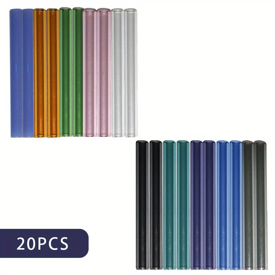 TEMU 20pcs Of Multi-colored Glass Tubes With Thick Walls, Ideal Art, Glass Blowing Supplies, Crafting Materials, Featuring A Smooth End, Precision Cutting, And Durable High-