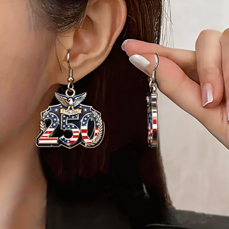 TEMU Usa 250th Anniversary Patriotic Earrings - Eagle & American Flag Acrylic Dangle Jewelry Suitable For 4th Of, Day, Wear, Y2k Style -free For Daily Outfits & National