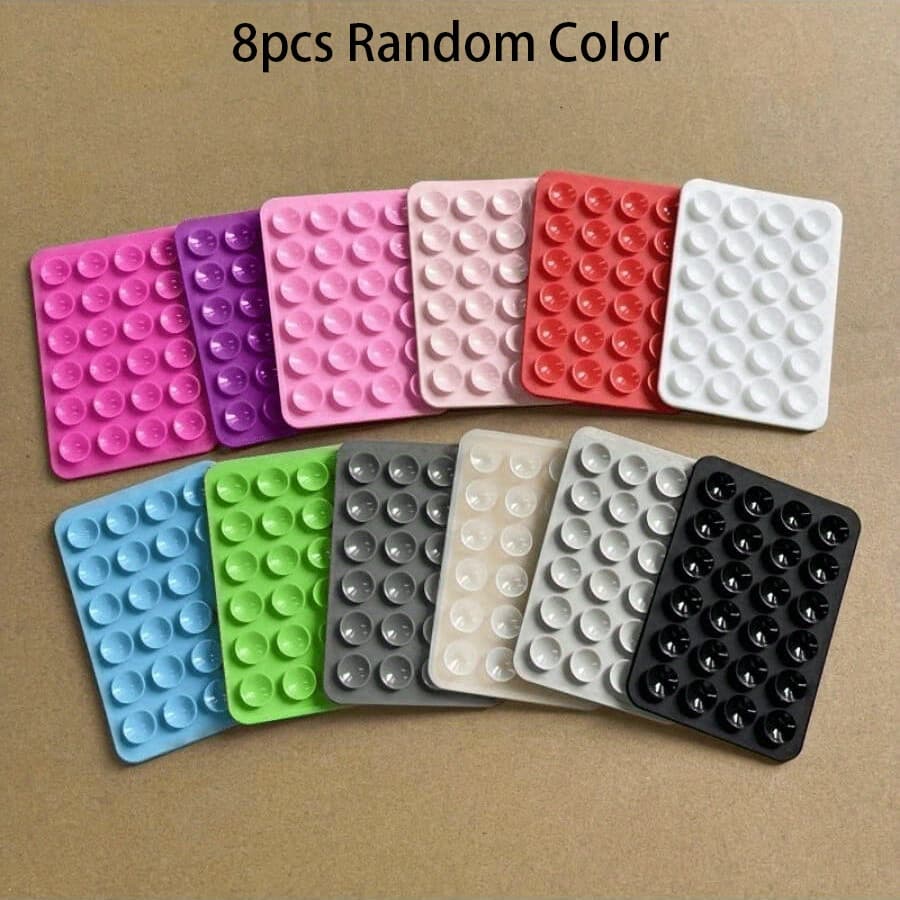 TEMU Random 8pcs Colored Silicone Suction Cup Set, Multi-functional Phone And Tablet Stand, Universal , , Reusable Sticky Support