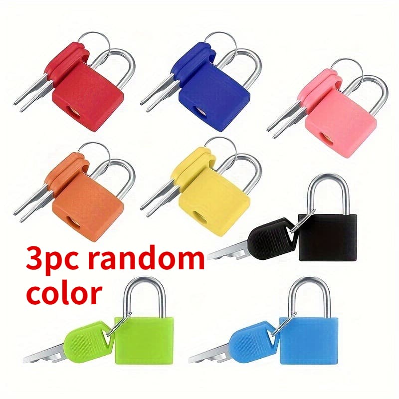 TEMU 3pcs/set Random Color Luggage Suitcase Lock With Keys, Mini Padlock With Keys, Schoolbag Colored Small Luggage Lock, Suitcase, Luggage, Backpack, Locker, Cabinet, Toolbox