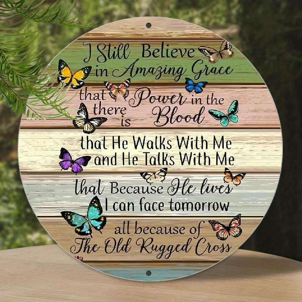 TEMU 2d Flat 1pc Believe In That Power Round Metal Tin Sign Rustic Metal Wreath Sign Wall Decor Round Shaped Aluminum Sign 2d Flat, 2d Flat