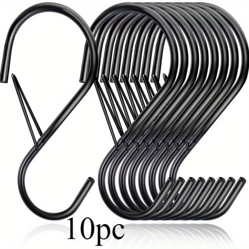 TEMU 10pcs -hook Hangers With Large Opening, Fits Most Rods - Heavy-duty Closet Hooks For Hanging Jeans, Clothes, Purses, Plants, Kitchen Pots, And Pans, Utility Hooks