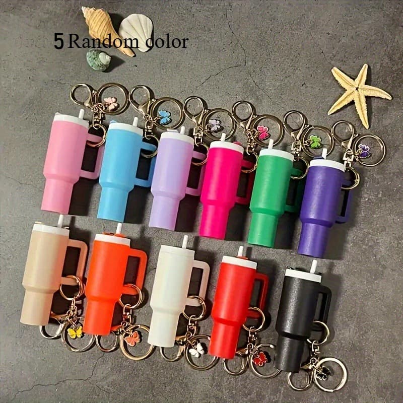 TEMU 5pcs Kawaii Mini Storage Container Keychains, Lipstick & Lip Balm Holder Charms For Backpacks, Random Colors