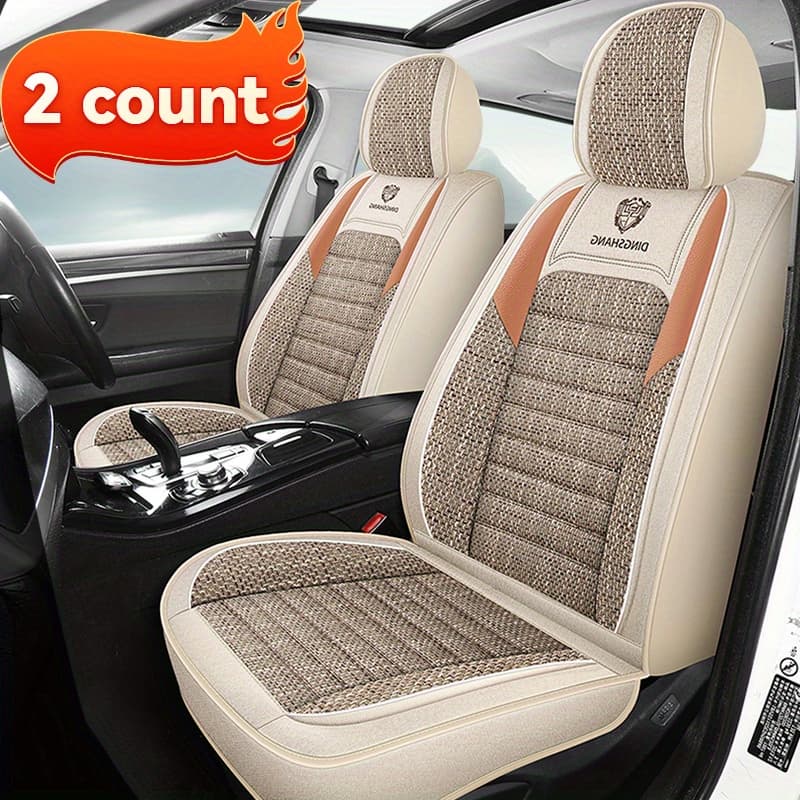 TEMU New Split Head Linen Full Wrap Breathable And Wear-resistant Universal Car Interior Seat Cushion Covers, Suitable For All , In 5 Colors, Compatible With Most Models Of Suvs, Sedans, And Trucks