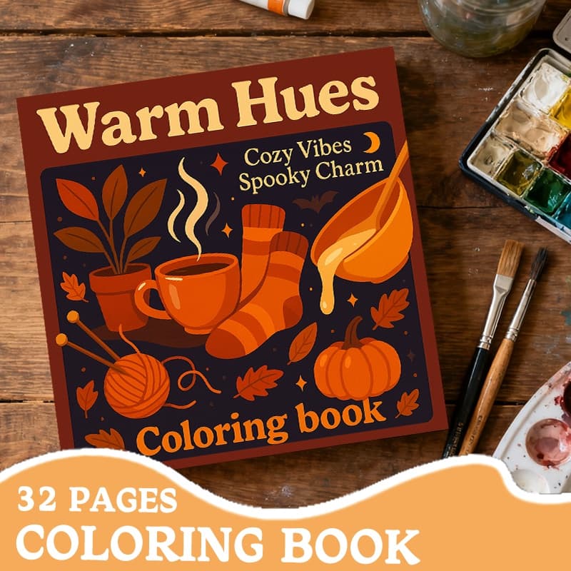 TEMU A Cozy, Retro Fall Design Intended For An Adult Coloring Book. Perfect For Stress, This And Soothing Gift Is Ideal For Mindfulness Activities, Taking Breaks , Unwinding At Home