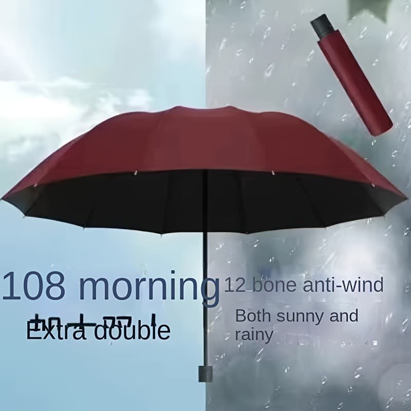 TEMU 1 Windproof And High Quality Folding Umbrella, 12 Reinforced Polyester Umbrella Covers And Iron Brackets, Suitable For Business, Travel, Days, And Ideal Holiday Gift.