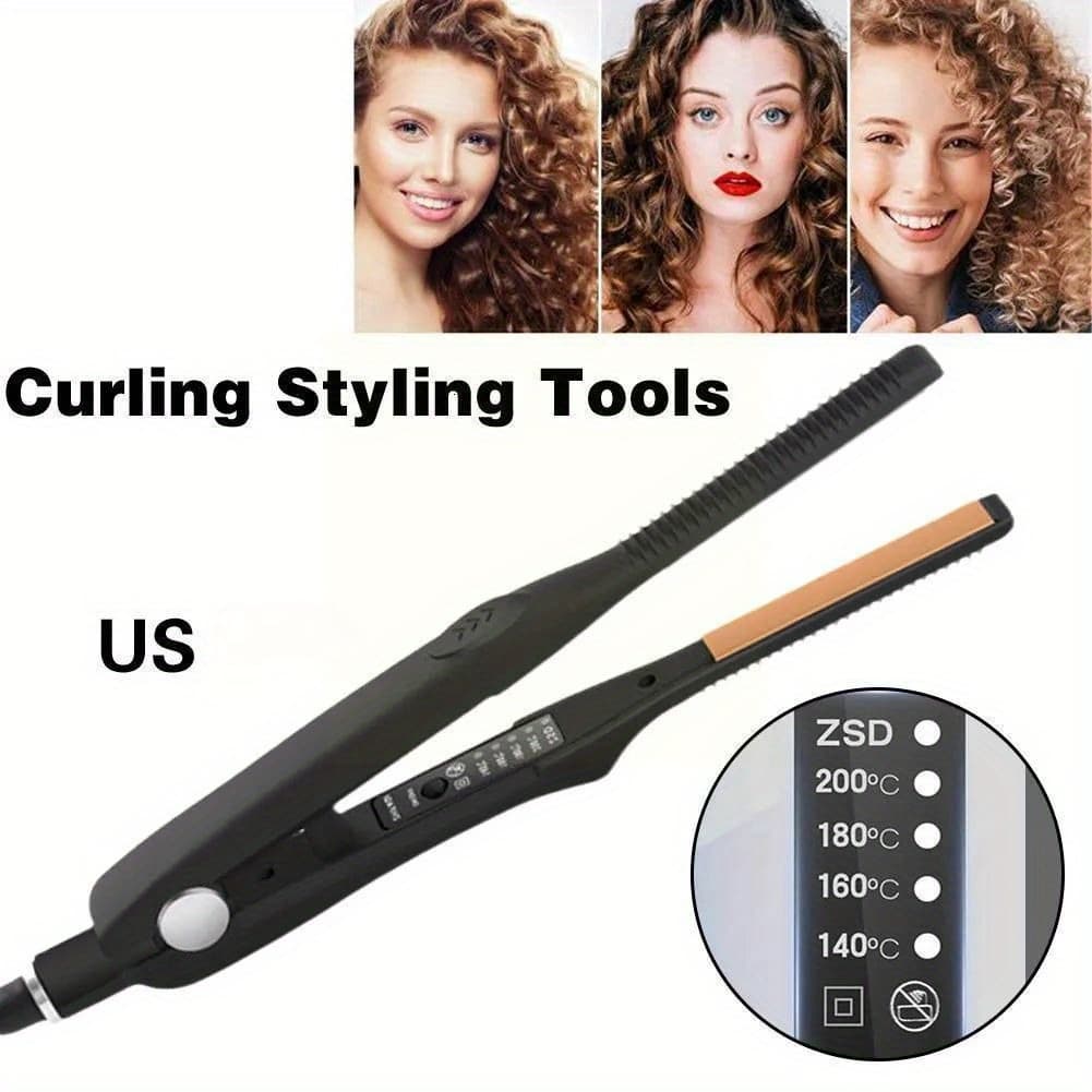 TEMU 2-in-1 Hair Straightener Curling Iron, 4 Adjustable - Fast Crimper Hair Tool, Root Crimper For Professional Salon, Wavy Hairstyle Hair Tools Holiday Gifts