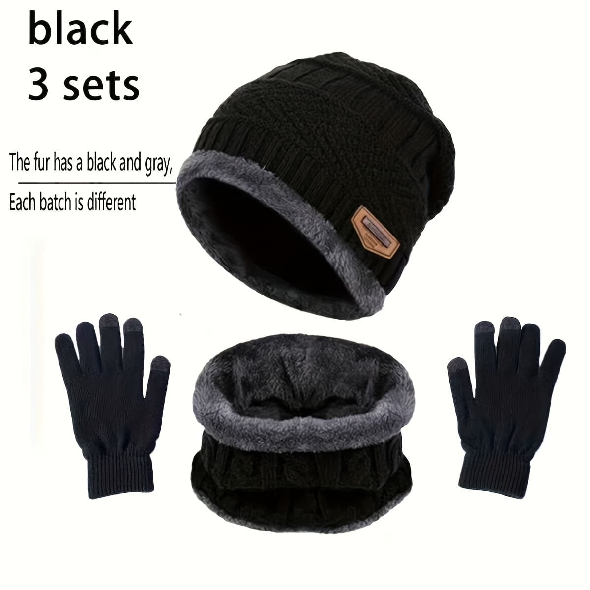 TEMU 3pcs Set Including Gloves, Scarf, And Beanie Hat, Outdoor Cycling Set, Black Hat, Summer , Elastic Gloves, Windproof Set, Outdoor Cycling Accessories