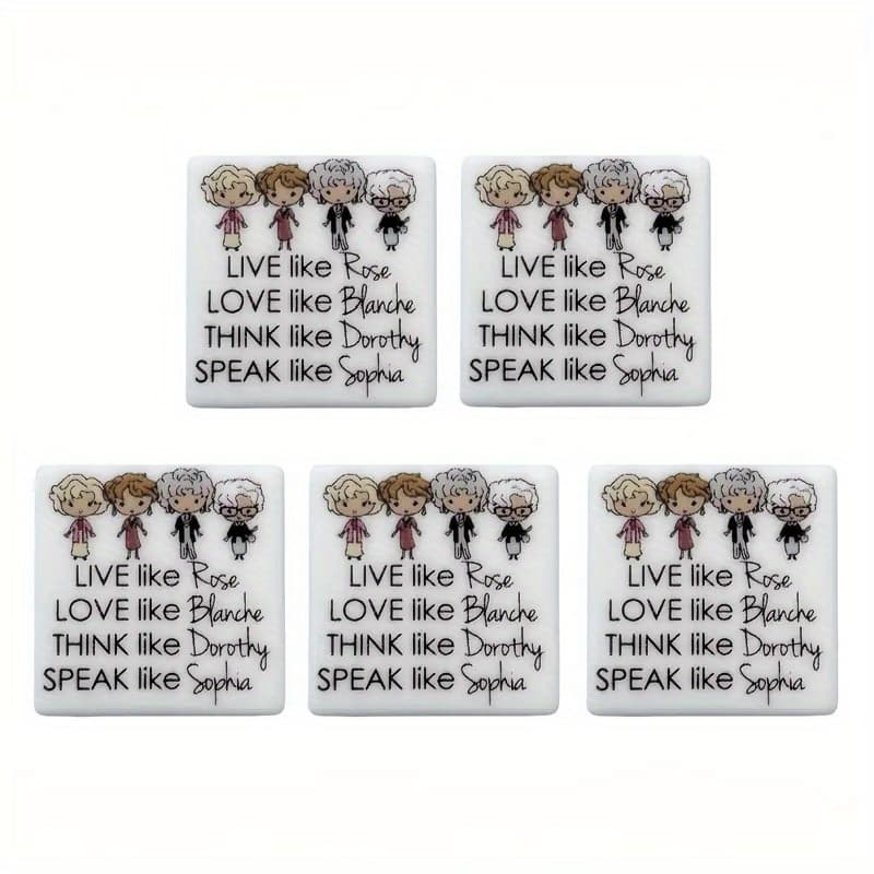 TEMU Set Of 5 Golden Silicone Beads For Crafting, From The Efrey Brand, Featuring Decorative Beads With Motivational Sayings, Made Primarily From Silica Gel, Themed For , Suitable For Jewelry Creation
