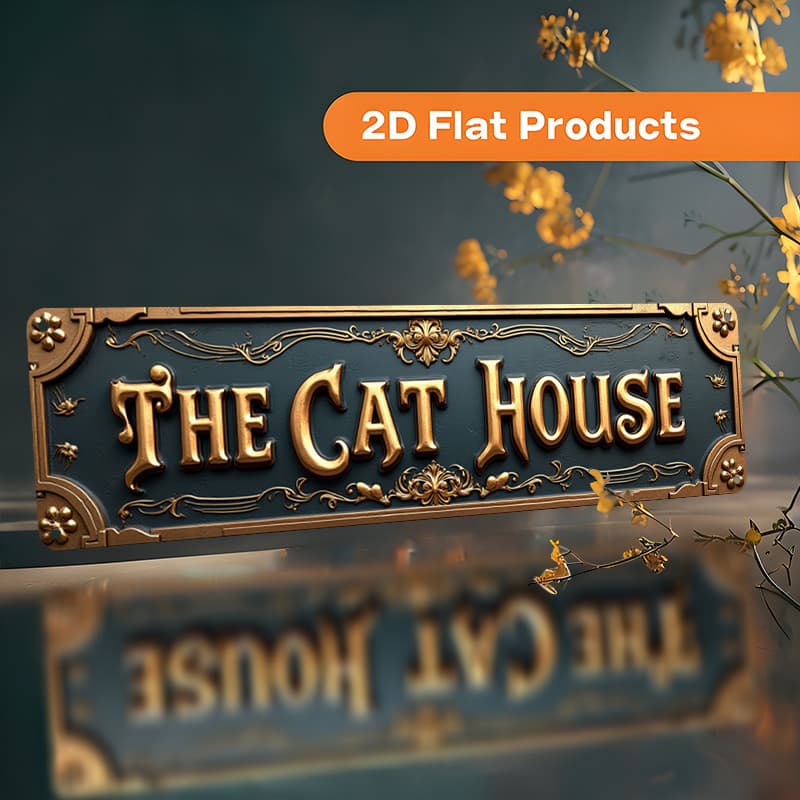 TEMU 2d Flat - Large 15.7"x3.9" (40x10cm) Aluminum Wall Sign Featuring A Vintage Design Of "". This Cat-themed Plaque Comes With Pre-drilled Holes