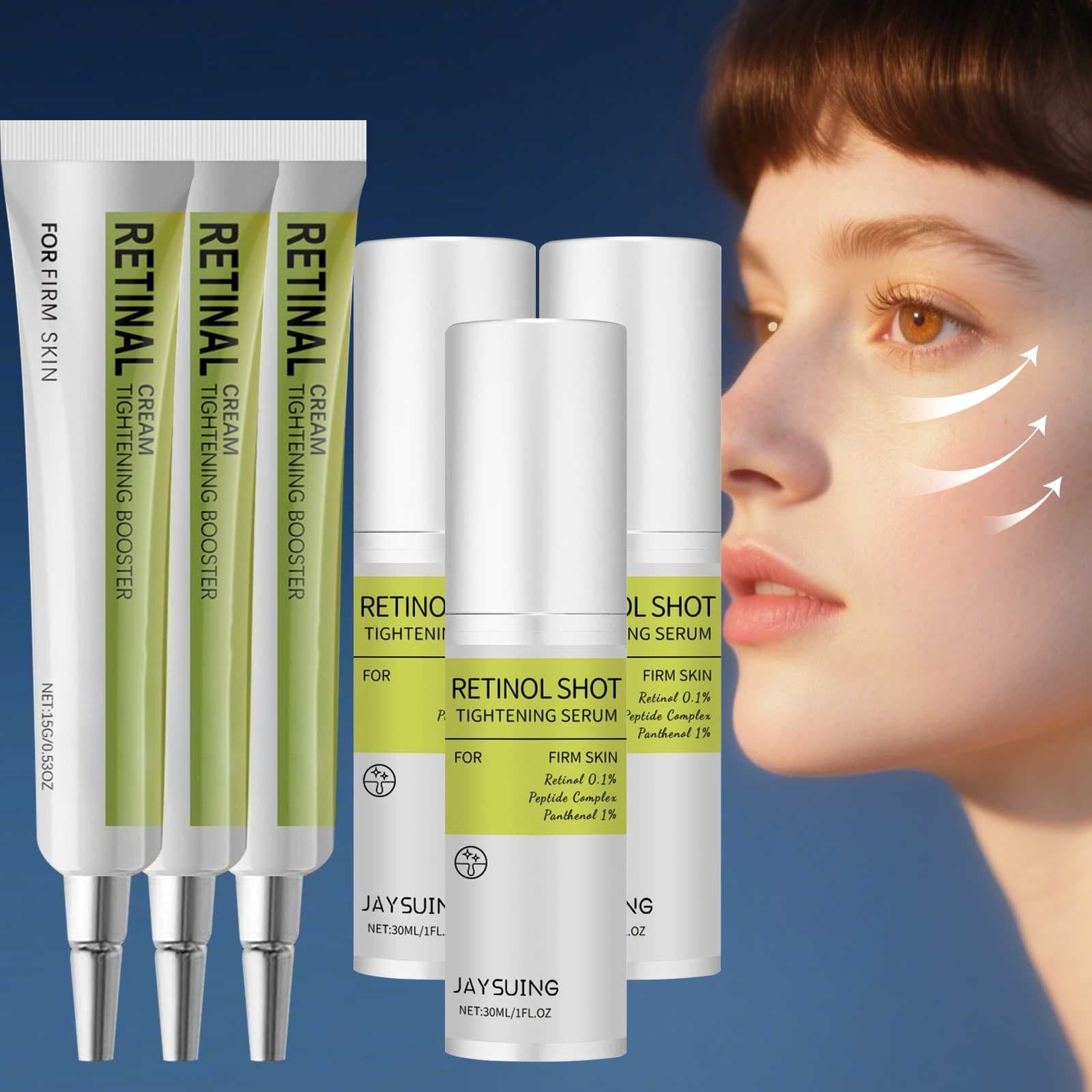 TEMU 6pcs Premium Tightening Serum 1.01oz & Booster 0.51oz, Hydration Retinol Face Serum For Glowing Light Beige, Retinol Light Beige Care Facial Firming Serum Beige Look &
