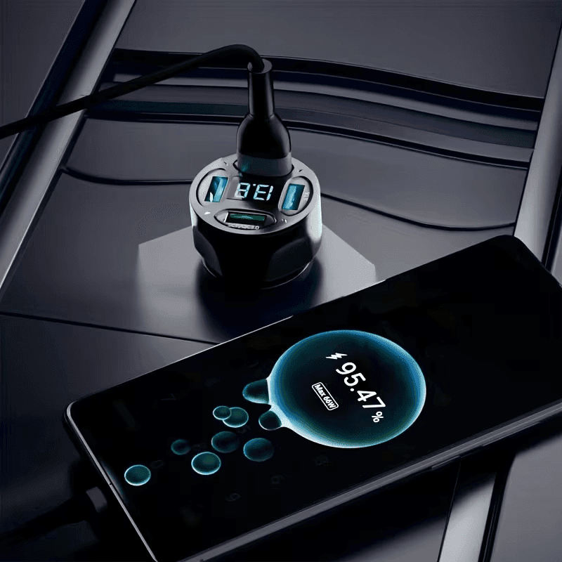 TEMU Set Of 4, 6-in-1 90w Ultra-fast Car Charger With 4 Usb Ports Featuring Pd & Qc 3.0, Of Charging 17/16/15 To 60% In | 90w Rapid Car Charger