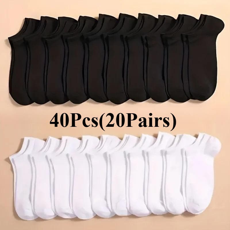 TEMU 20/40pairs Unisex Low Cut Socks, Solid Color Breathable Design , Perfect For And Daily Casual Wear, Non Slip Athletic Essential.