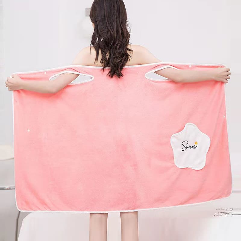 TEMU Reapp 1pc Women's Wearable Bathrobe With , Absorbent And Quick Drying Wrap Thickened Bathrobe With Pockets, Suitable For , Bathroom Products, Household Products, Home