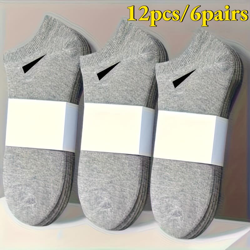 TEMU 12pcs/6-pair Bulk Pack Unisex Low-cut Ankle Socks - Odor-resistant & Breathable Invisible Socks Suitable For Gym, Office, Sneakers | Soft Low-cut Design, Solid Colors For | For Casual Wear, Bulk