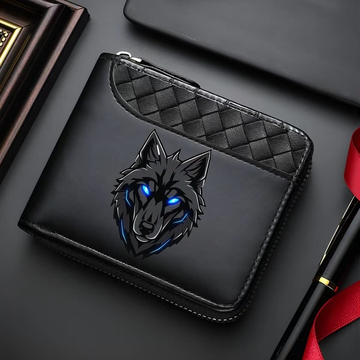 TEMU 1 Men's Luxury Pu Wallet | Black, Zipper Closure, Multiple Card Slots, Large Capacity, Stitching Design - Perfect Gift For Father, Husband, Brother