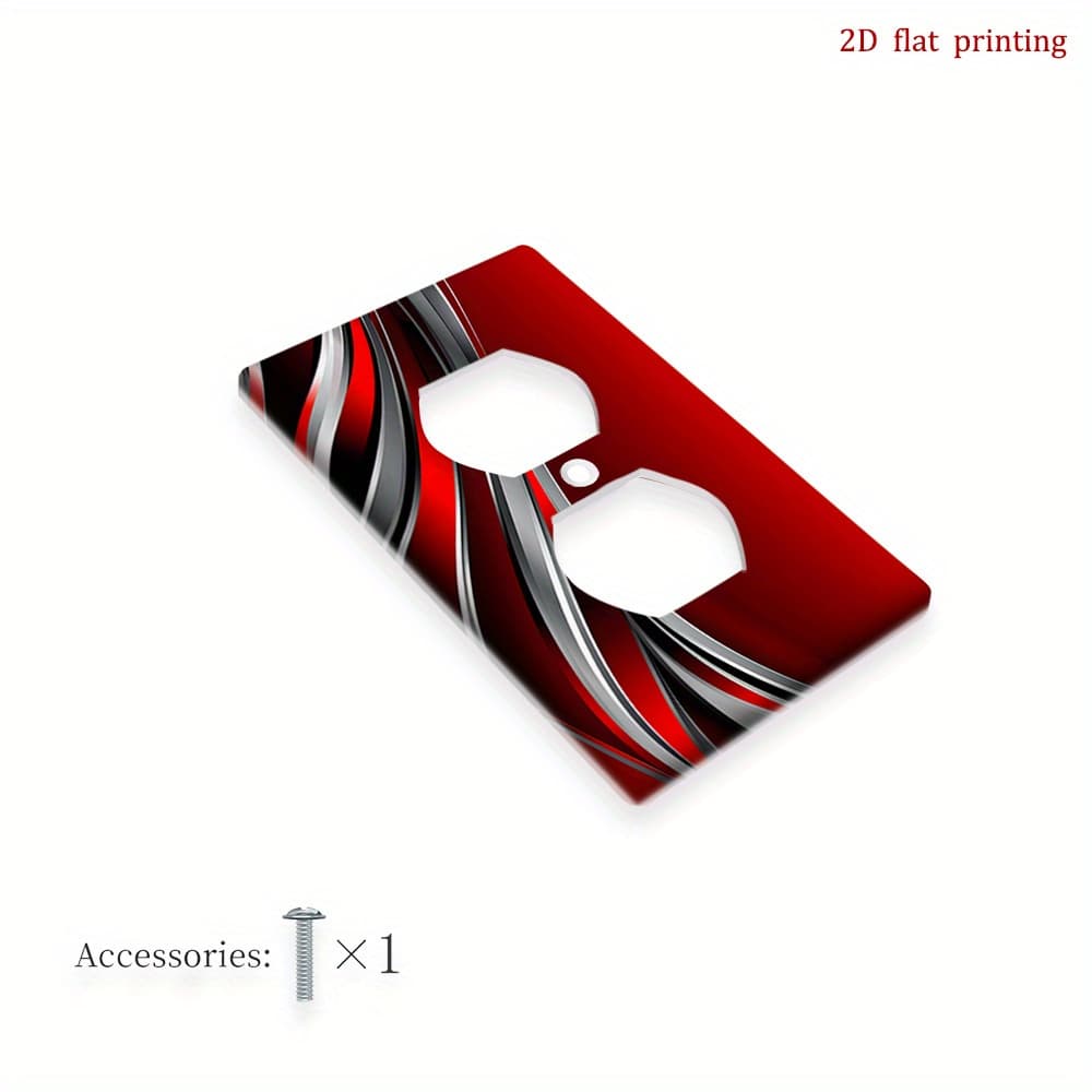 TEMU [2d Flat Printing] Red Gray Curved Light Switch Cover Decorative Wall Plate, Home For Bathroom Bedroom Decor