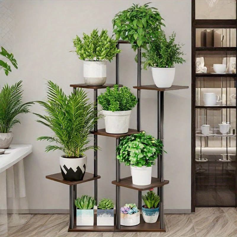TEMU 6 Tier Plant Stand Indoor Outdoor, Metal Tiered Corner Plant Stands Pot Holder, Matail Flower Shelf Display Rack For Living Room Bedroom Balcony Garden Patio Storage And Organization