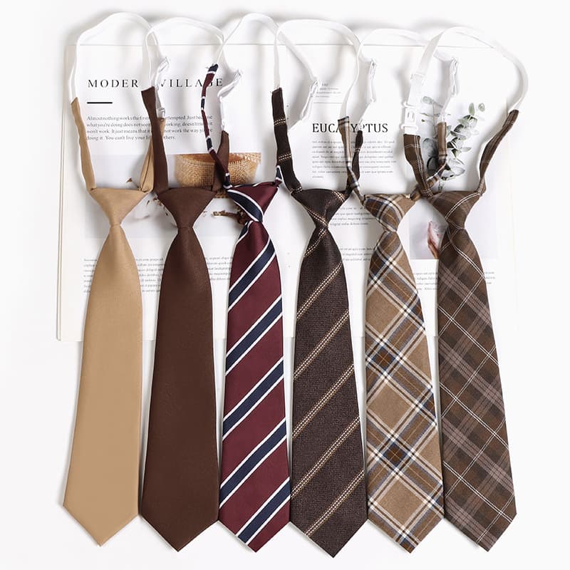 TEMU 6 Outfits Style Brown Retro Tie For Lazy Women, To Drink Red Shirt Accessories, Versatile Black Stripes