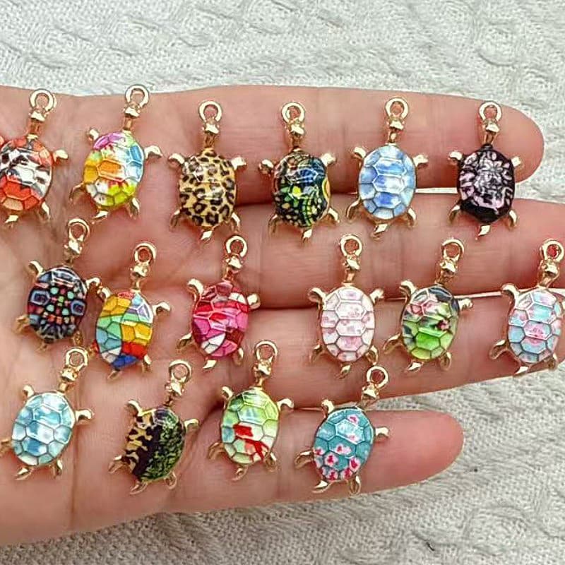 TEMU 32pcs Random Color Diy Cute Enamel Sea Turtle Charms, Trendy Pendant Accessories, Delicate Christmas& Birthday Gifts