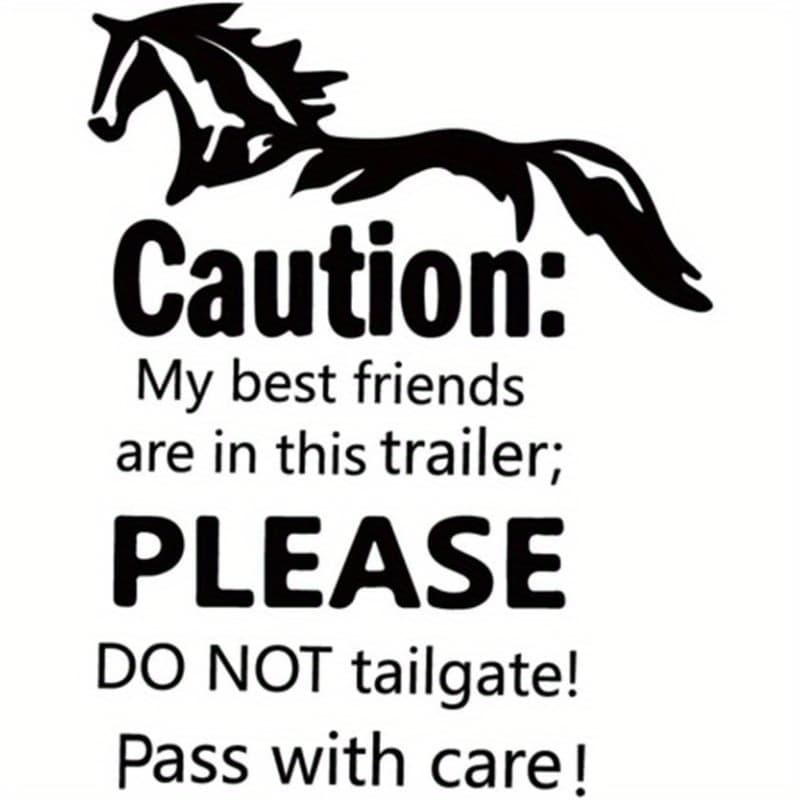 TEMU Caution Sticker For Horse Trailers, Featuring That Warns About . Ideal For Decorating Windows And Doors, This Safety Decal Is Perfect For Decoration And Measures 11 Inches