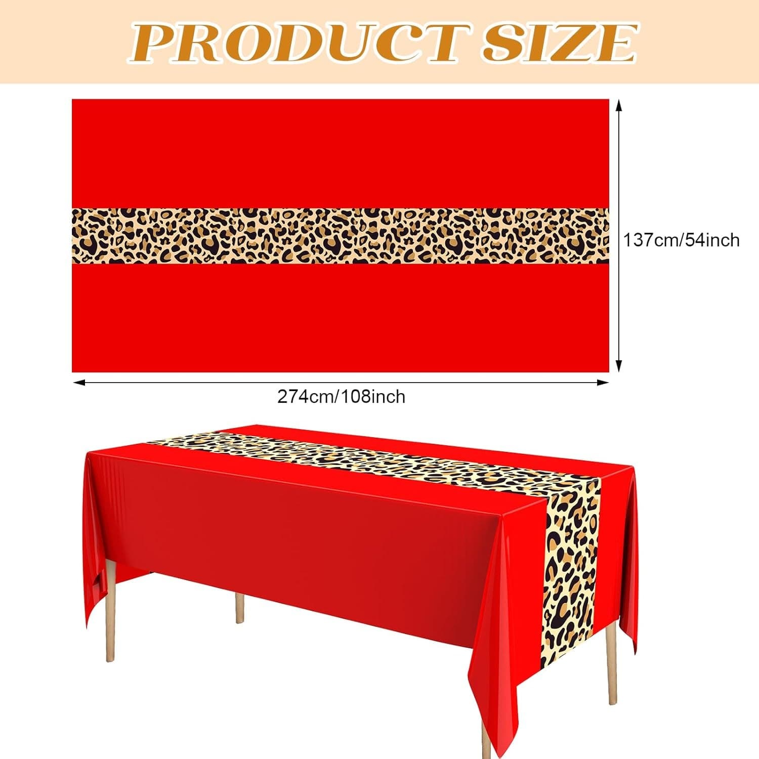 TEMU Leopard Print Tablecloth 137.16 X 274.32cm Leopard Plastic Tablecloth Disposable Wildlife Print Party Decorations Wedding Birthday Party Gift