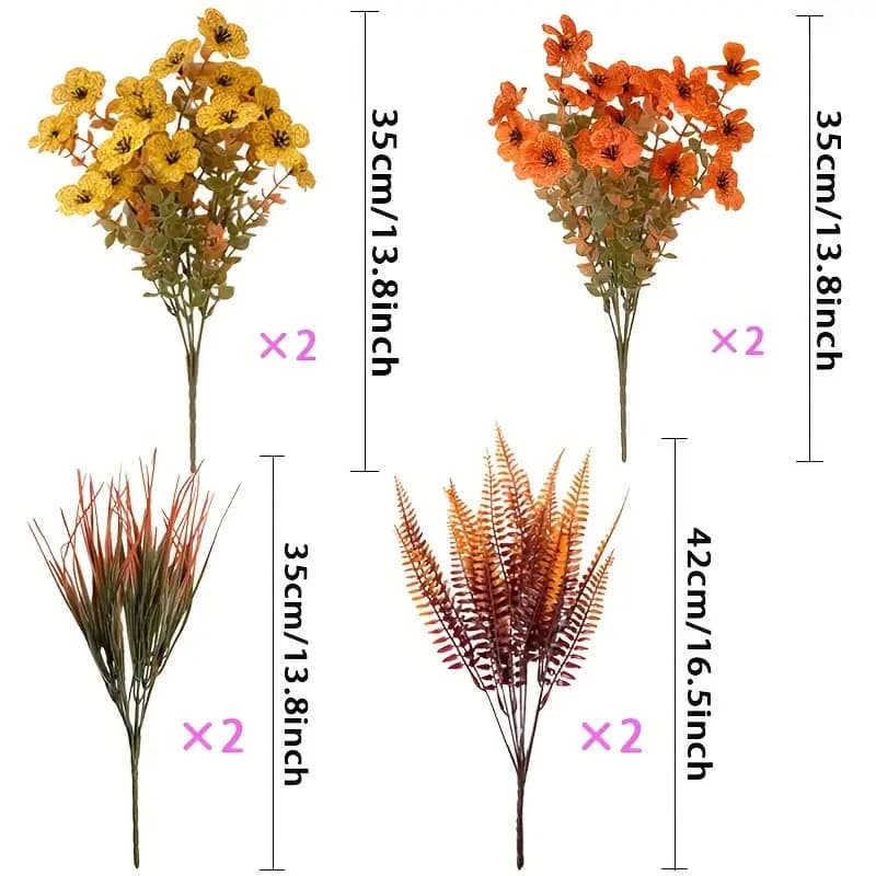 TEMU Set Of 8 Artificial Autumn Flowers, Designed To Resist And Fading, Perfect For Decorating Your Home Indoors, As Well As Enhancing , Courtyard, Fireplace, And Porch Window Sill