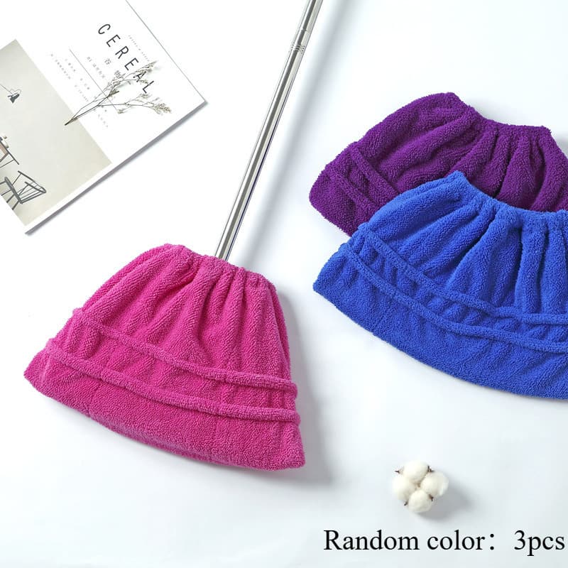 TEMU Random 3pcs Coral Fleece Microfiber Broom Covers, Knit Cloth, Super Absorbent Cleaning Cloth, Suitable For Home Cleaning And Dusting Of Living Room, Bedroom, Bathroom, Kitchen, And Glass