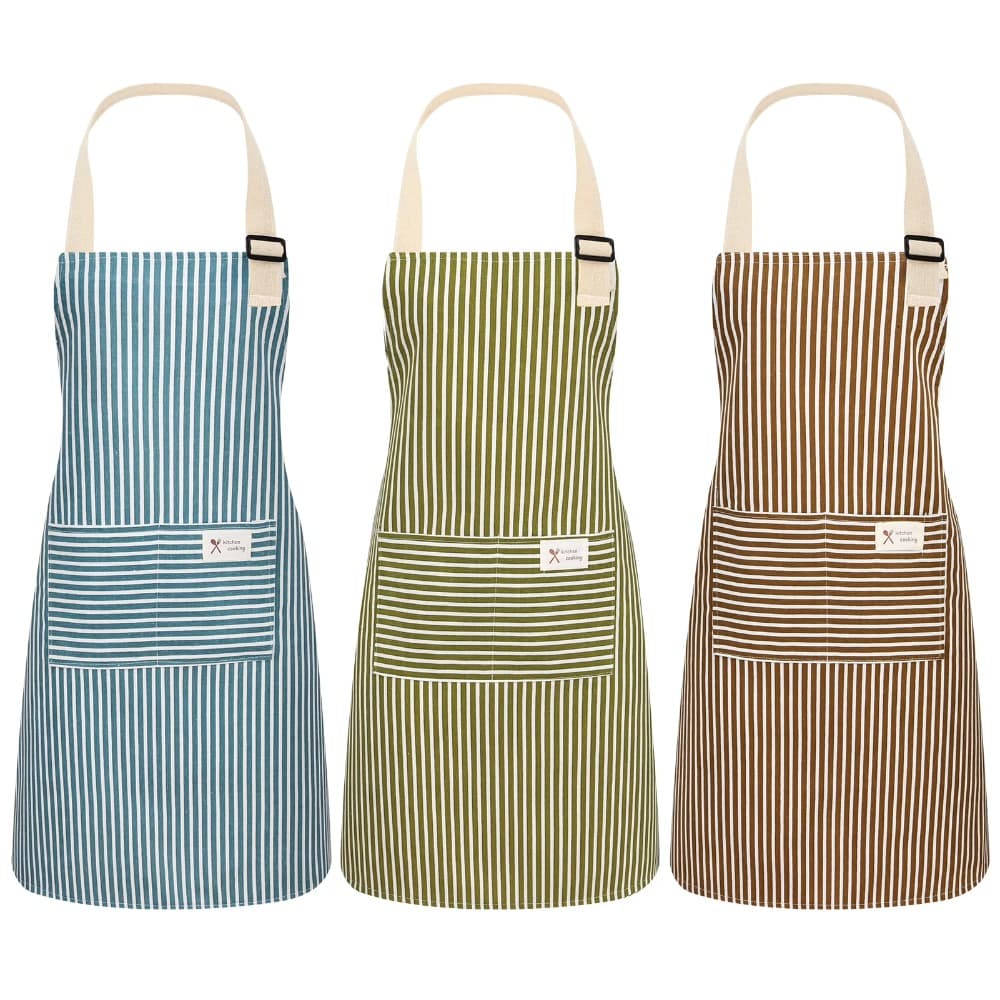 TEMU 3-pack Adjustable Aprons For Women With Pockets, Soft Cotton Aprons For Cooking, Stylish And Practical For Cooking, Baking, Grilling