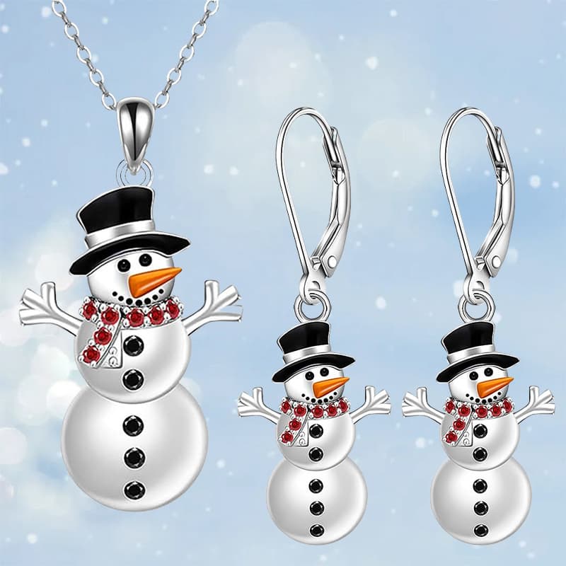 TEMU Set Of 3 Stylish And Imaginative Christmas Snowman Jewelry Pieces, Including A Necklace And Earrings, Perfect For Thanksgiving, Christmas, And New Year Celebrations. An Ideal Birthday Gift For