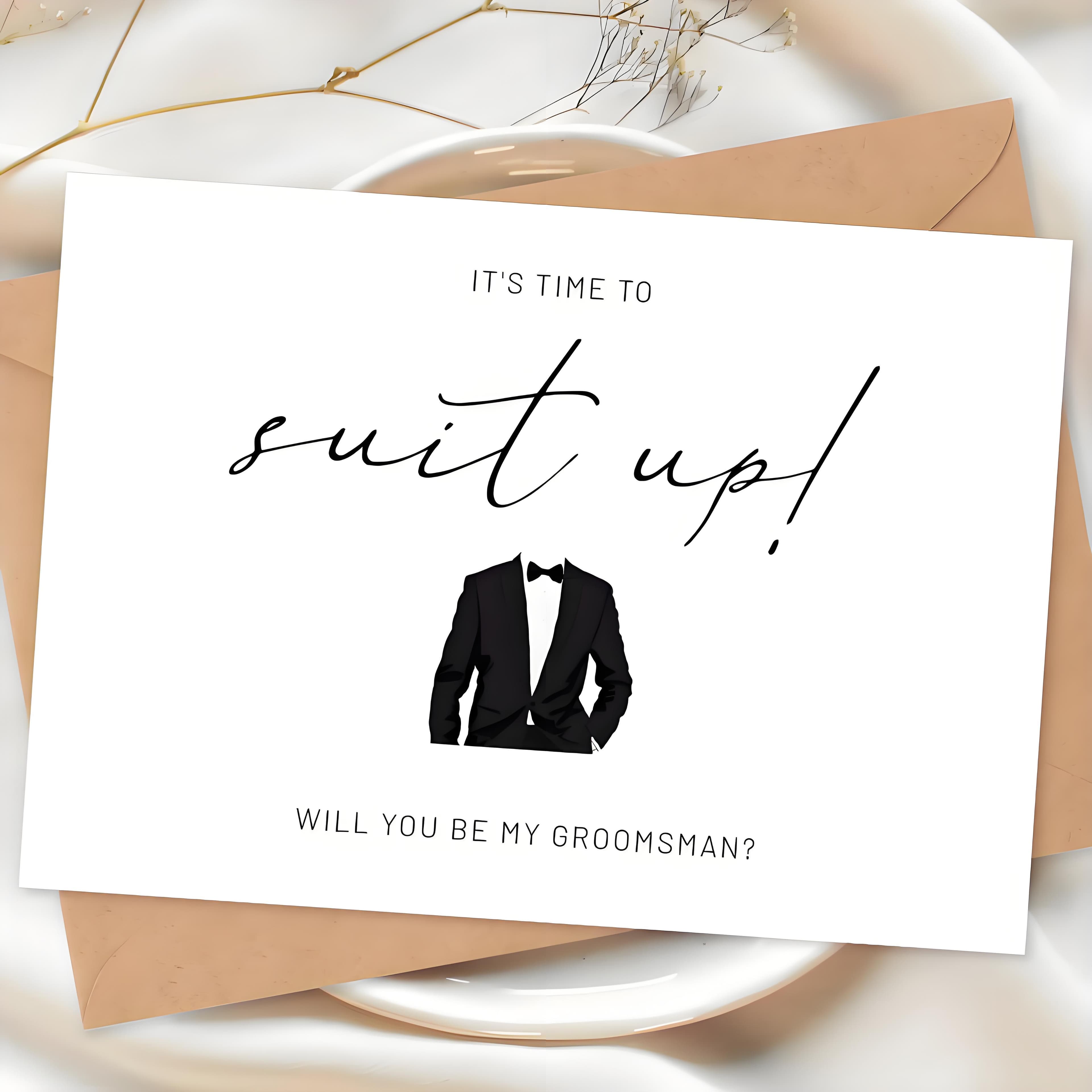 TEMU 1 Greeting Card - Elegant Best For Man Proposal "time To Put On The Tux!" With Tuxedo Illustration