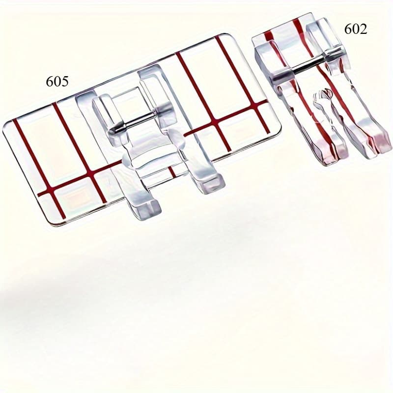 TEMU 1set Of 2pcs 1/4" Sewing Machine Presser Foot - Multi Functional Sewing Machine With Straight Seam Presser Foot/center Presser Foot- Fabric Guide With Multiple Holes
