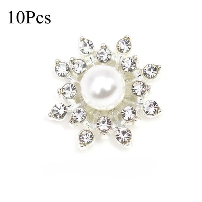 TEMU 10pcs Snowflake-shaped Buttons With Metal Base - Decorative Sew-on Buttons For Clothing, Shoes, Handbags, And Craft Projects