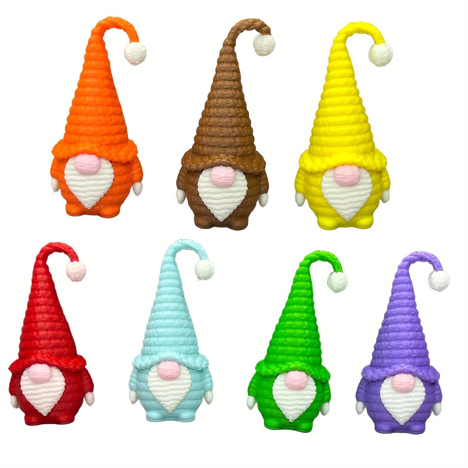 TEMU 1 Set/7pcs 3d Printed Colorful Gnome Dwarf Bonsai Figurines, Plastic Craft Decorative Ornaments, Home Hanging Decor, Perfect For Halloween, Christmas, Valentine's Day- Birthday Gift