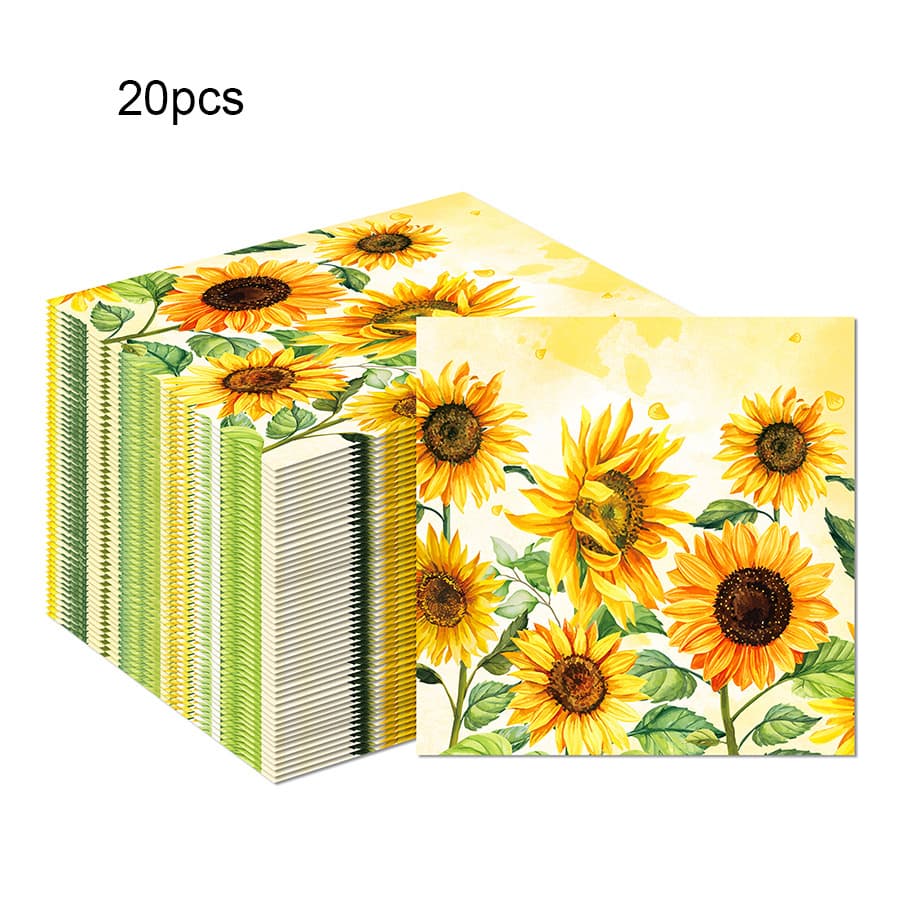 TEMU 20pcs Sunflowers Disposable Napkins 12.99x12.99" - Perfect For Celebrations, Perfect For Weddings, & Kitchen Decor