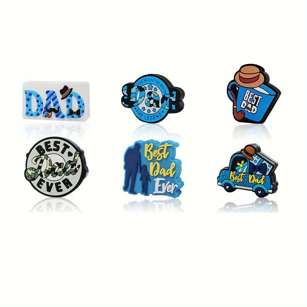TEMU 6pcs Efrey Father's Day Silicone Beads | Dad-themed Craft Beads For Jewelry, Keychains, Pens & Decor - Designs | For Gifts, Daughter, Teachers, Graduation & Back-to-school