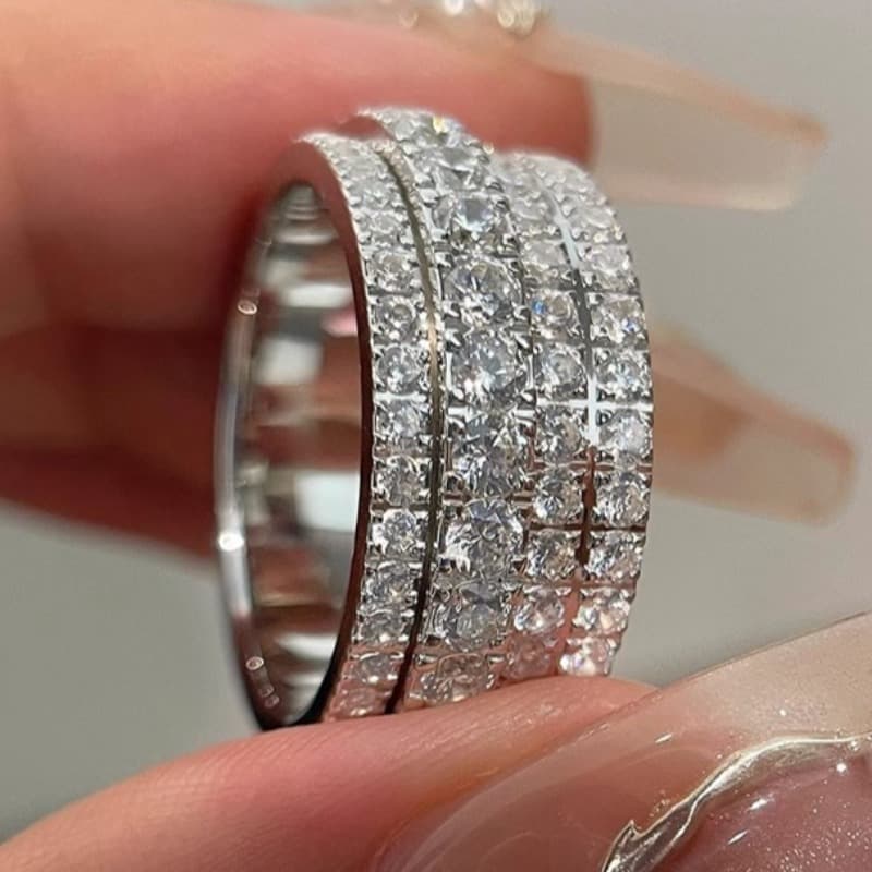 TEMU Luxury Exquisite Inlaid Shiny Zirconia Eternal Rings For Women Engagement Wedding Party Gift Perfect Valentine's Day Jewelry
