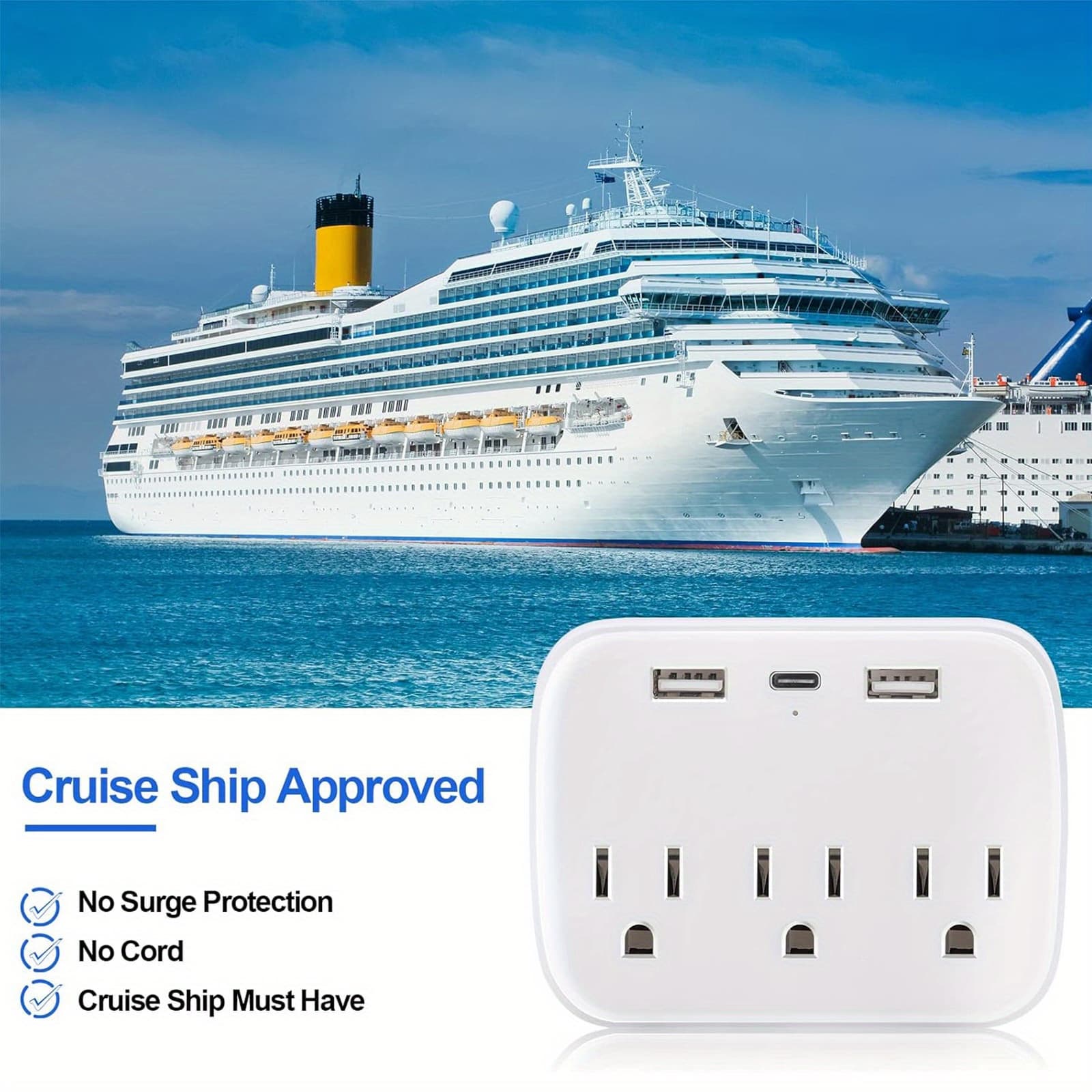 TEMU Portable : Socket With 2 Usb, 1 Usb-c, Ideal For Office, Bedside, And Travel