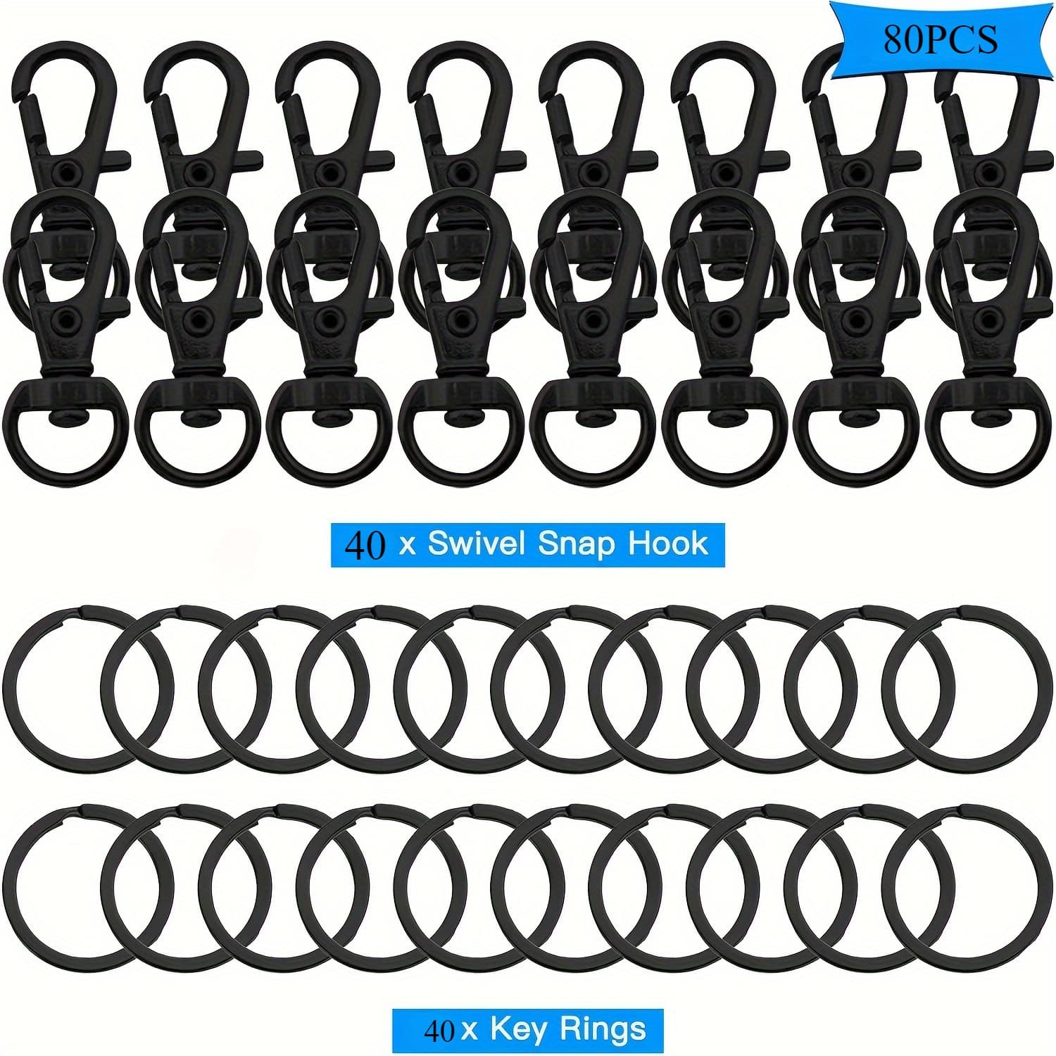 TEMU 80 Rotating Hanging Rope Spring Lobster Hook Buckles, Metal Keychains, Suitable For Diy Crafts, Backpack Keychain Pendant Accessories