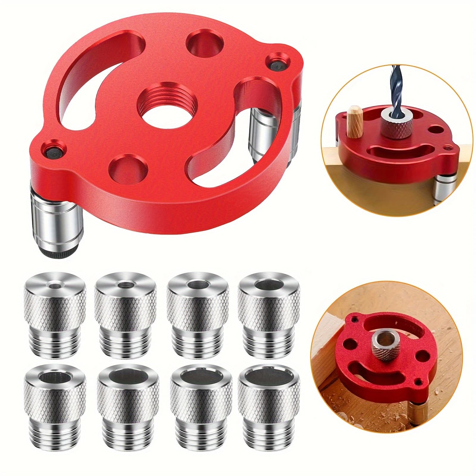 TEMU 9pcs Aluminum Doweling Jig Kit, Handheld Drill Guide Locator, For Woodworking Precise Hole Making, 3mm-10mm Size Durable Carpentry Tools