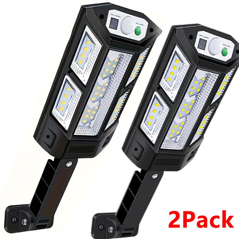 TEMU 2pcs Led Solar Outdoor Path Lights, Ip44 Decorative Lighting With Motion Sensor & Remote Control, 3 Foldable Design For Garden, Walkway, Deck Railings Driveways Patio Holiday Halloween Christmas